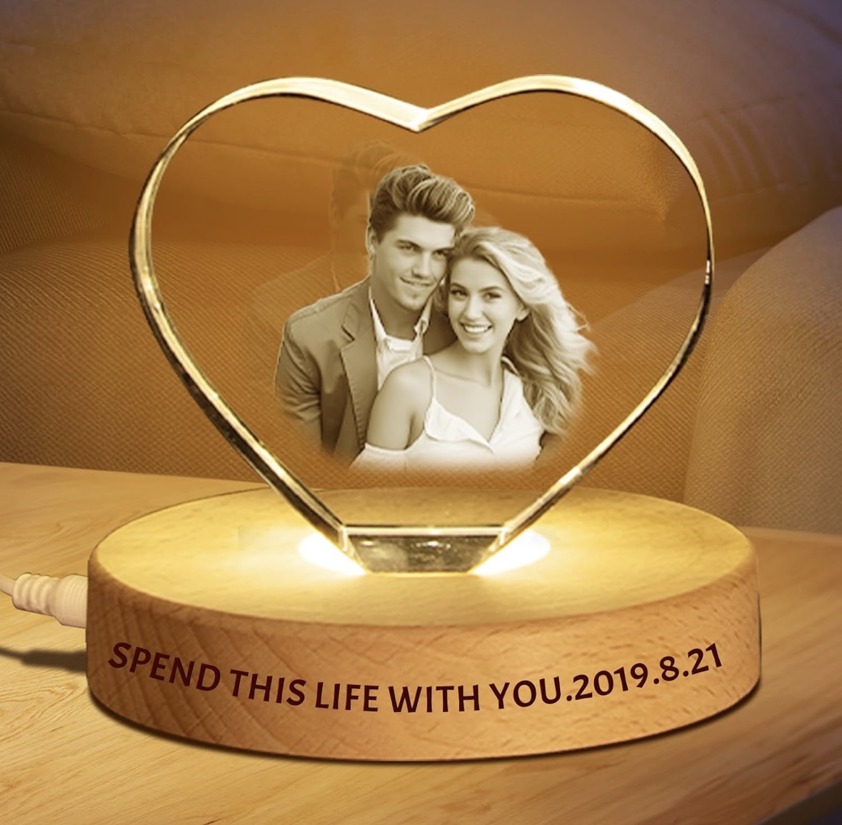 Personalized Heart Crystal Photo